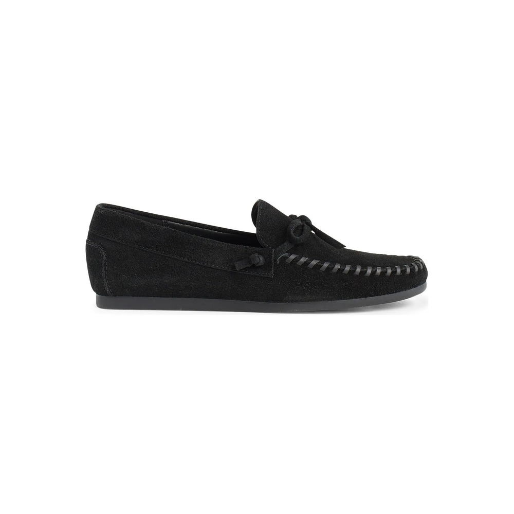 Madewell Womens 6 Meadow Whipstitched Driver Moccasin Loafers Black Suede NX067